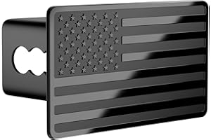 TOEASYTY Trailer Hitch Cover for 2 Inch Receivers, Heavy Metal American Flag Hitch Cover for Trucks Accessories (Black)