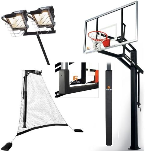 Goalrilla GLR GSI 72" Basketball System Package with Deluxe Hoop Light, Return Net, Backboard and Pole Pads