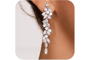 Awinesn Clip on Earrings for Women 925 Sterling Silver Plated Cubic Zirconia Long Tassel Dangle Drop Earrings Non Pierced Earrings for Women Jewelry Gifts Wedding Party