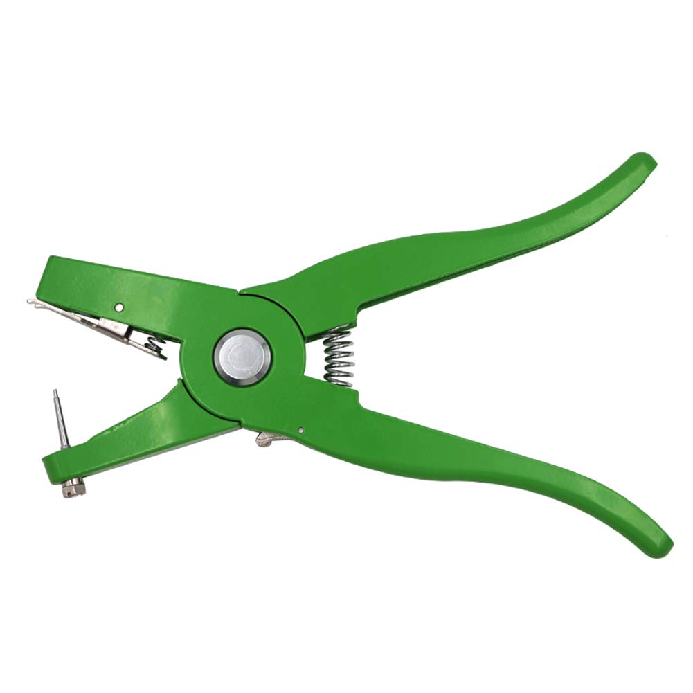 iherdsman Universal Livestock Animal EarTag Pliers, Green Ear Tag Plier Applicator Puncher Tagger with Spare Pin for Installing Pigs Cattle Sheep Ear Tags