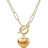 TaYolnFaSo Pearl Gemstone Pendant Paperclip Toggle Necklace 18k Gold Plated Natural Pearl Stone Birthstone Chain Necklace Pap
