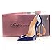 MODEMOVEN Women's Sexy Point Toe High Heels,Patent Leather Pumps,Wedding Dress Shoes,Cute Evening Stilettos Blue - 8 M US
