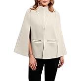 Cicy Bell Womens Cape Pea Coat Work Casual Split Long Sleeve Coat Stand Collar Open Front Fall jacket