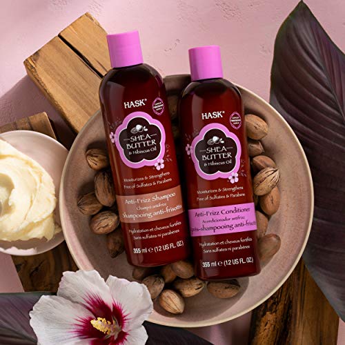 HASK SHEA BUTTER & HIBISCUS OIL AntiFrizz Shampoo + Conditioner Set