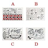 Waterproof Halloween Full Body Joker Stickers Decal Cosplay Party Temporary Tattoos, A+B+C+D