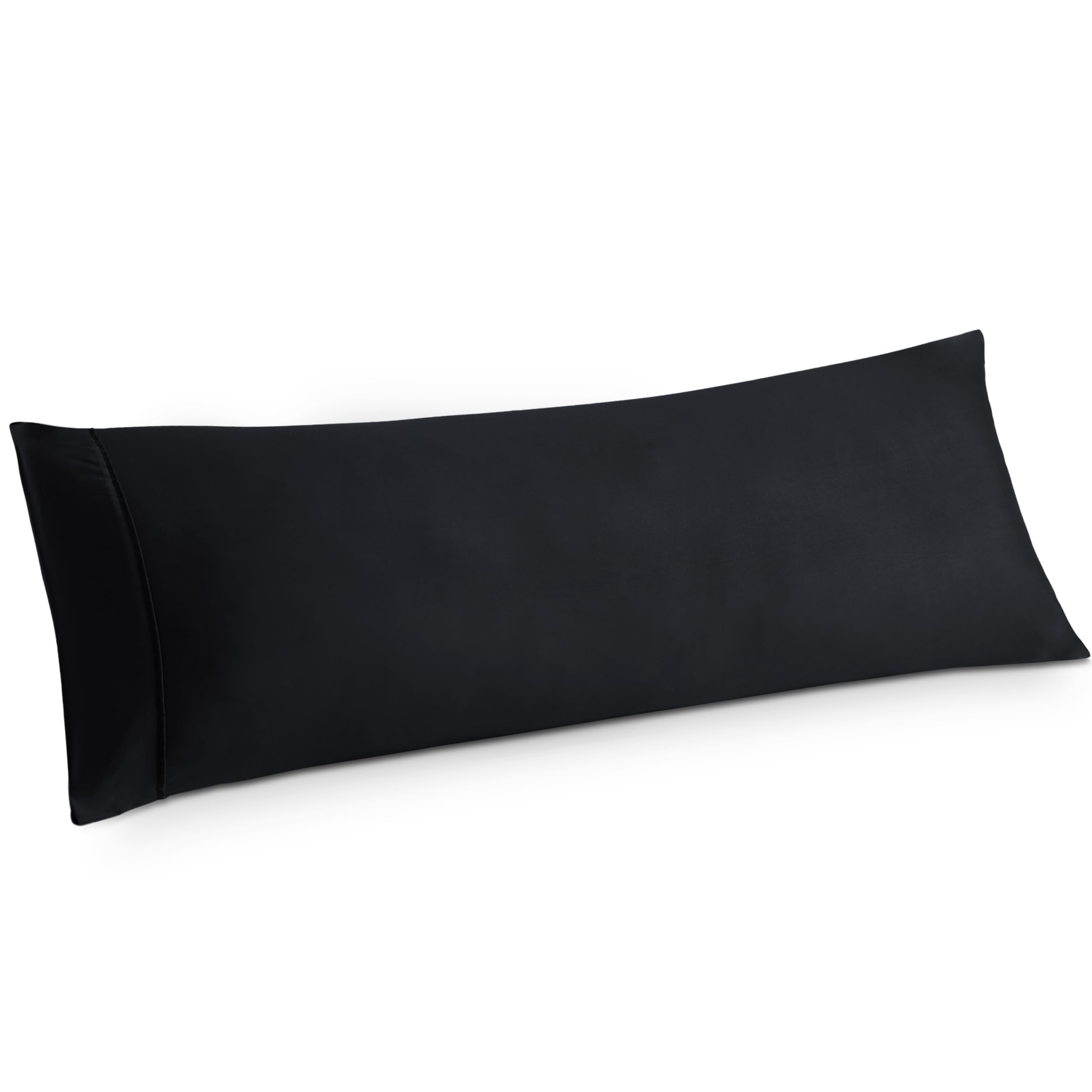 Photo 1 of Bedsure Body Pillow Case Cover - Black Brushed Microfiber Long Pillow Cases, Ultra Soft and Cozy Body Pillowcase with Envelope Closure, Wrinkle, Fade and Stain Resistant, 1 Pack, 20x54 Inches