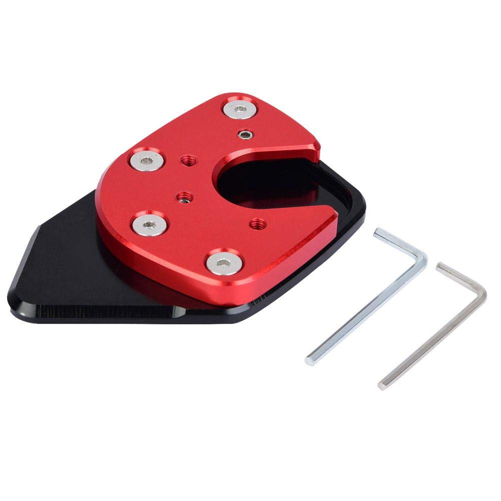 Aramox Motorcycle Side Stand Plate,CNC Aluminum Alloy Anti-Slip Kickstand Extension Pad Enlarge for NC750X 17-18 (Red)