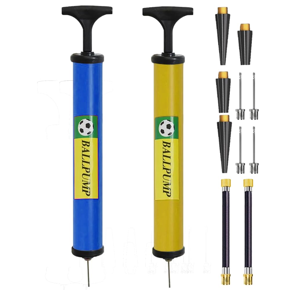 GULLAIIR Football pump, Portable Air Pump, Ball Pump Inflator Kit with Needle, Nozzle, Extension Hose for Football Basketball Water Polo Rugby Exercise Sports Ball Balloon (2X Pumps)
