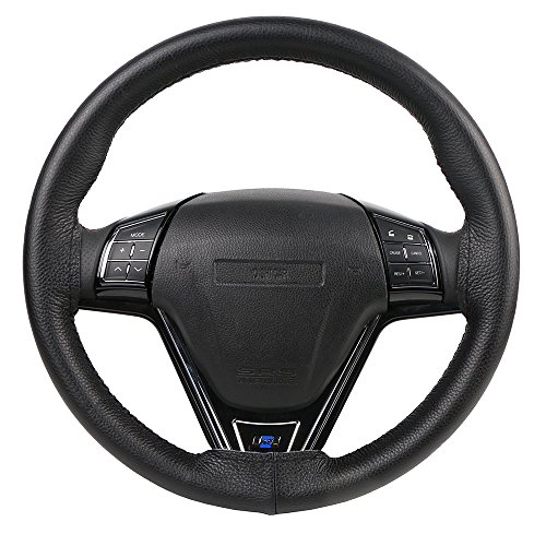 O SHI CAR Buttermilk Skin Steering Wheel Cover Universal, Classical DIY Soft Sew Car Steering-wheel Case With Needle And Thread For Diameter 14.5-15.3 Inch Red - Thumbnail 2