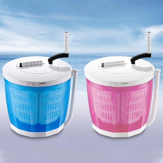 Mini Washing Machine Hand Cranked Washer Portable Manual NonElectric Washer Spin Dryer for