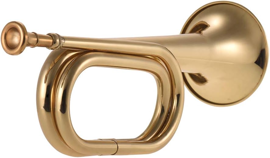 Muslady B Flat Bugle Call Trumpet Brass Cavalry Horn with Mouthpiece for School Band Cavalry Military Orchestra: Musical Instruments