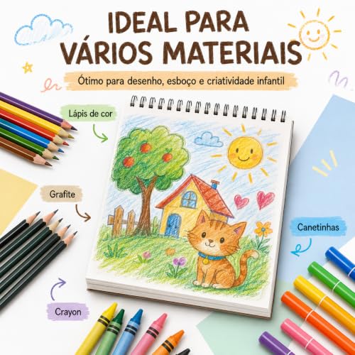 GODREAM Caderno de Desenho Profissional, Kit de 4 Sketchbook A5, Cada 60 Folhas Papel 100g/m², Bloco de Desenho com Espiral, Ideal para Desenho e Ilustração