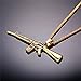 Men Personalized Punk Necklace Jewelry Stainless Steel 18K Gold Plated Rock Army Style Cool AK47 / M9/ M16 / Uzi Rifle Shape Pendant, Chain 22