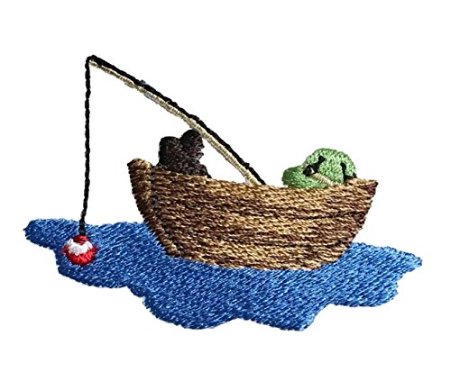 Fisherman in Boat - Sleeping Angler - Iron on Applique/Embroidered Patch