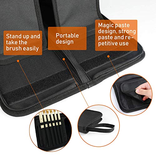 DUGATO Artist Paint Brush Set 15pcs Includes Pop-up Carrying Case with Free Palette Knife and 2 Sponges for Acrylic, Oil, Watercolor, Art, Scale Model, Face, Paint by Numbers for Adults - Thumbnail 3