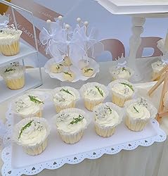 Set of 4 Dessert Stand Set, 3 Tiers White Plastic