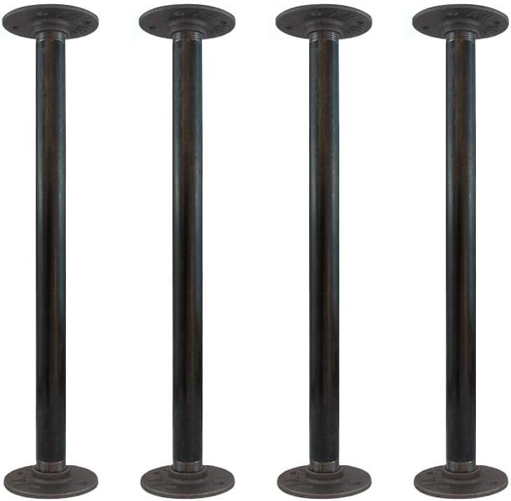 GeilSpace 16" Industrial Grey Pipe Table Legs, Metal Pipes and Flanges for Custom Vintage Tables and Furniture, Rustic DIY Desk Legs, Shelf Support, Set of 4 (3/4" × 16", Grey)