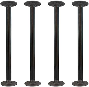GeilSpace 16" Industrial Grey Pipe Table Legs, Metal Pipes and Flanges for Custom Vintage Tables and Furniture, Rustic DIY Desk Legs, Shelf Support, Set of 4 (3/4" × 16", Grey)