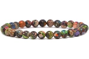 Justinstones Gem Semi Precious Gemstone 6mm Round Beads Stretch Bracelet 6.5 Inch Unisex