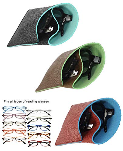 [3 PACK], JAVOedge Double Reading Eyeglass Storage Case [Fits 2 Frames] in Soft 2 Color Pouch Style w/Microfiber Cloth - Thumbnail 5