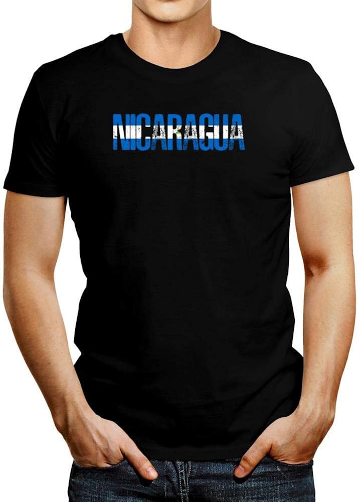 Idakoos Nicaragua Flagge Hintergrund T-Shirt: Amazon.de ...
