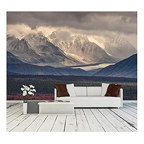 Fall Photograph of Mountains and Receding Glaciers - Removable Wall Mural | Self-Adhesive Large Wallpaper - 66x96 inches
