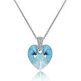 B. BRILLIANTValentines Day Gifts Jewelry for Her Sterling Silver Colored European Crystal & CZ Accents Heart Pendant Necklace for Women Bridesmaids