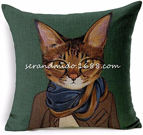 Cute Lovely Cat Decorative Cushion Cover Cotton Linen Square Throw Pillow Cover 45x45CM Pillow Case Home Office Car Sofa Decor 08