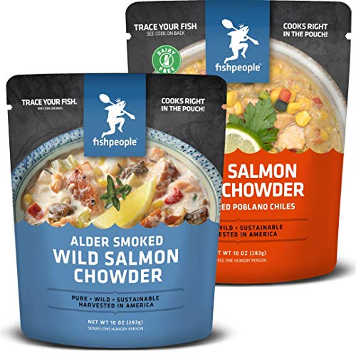 Fishpeople Salmon Chowder Duo - Wild Alder Salmon Chowder & Wild Salmon Corn Chowder (2 pack)