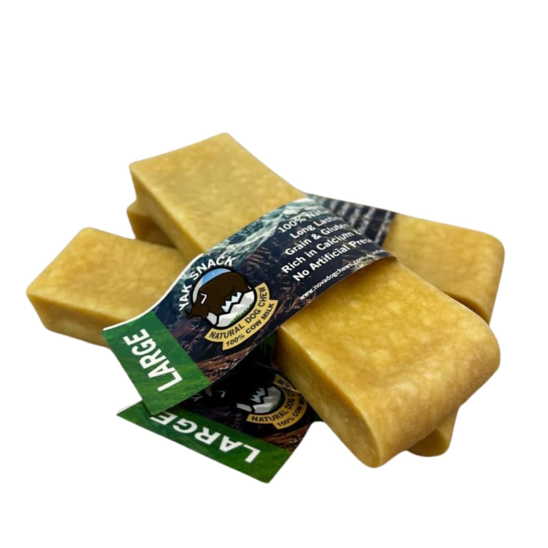Yak Snack - Large Natural Dog Treats Long Lasting Yak Chews For Dogs With No Artificial Preservatives. Yak Milk Chews Low In Fat, High In Protein And Calcium. Grain And Gluten Free (Pack of 1)