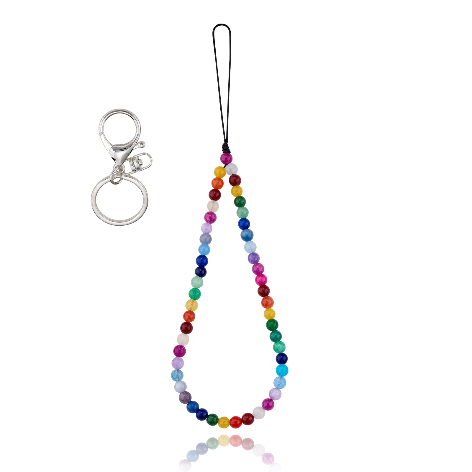 BEEFLYING Natural Stone Hand Straps for Mobile Phones Jade Gemstone Beads Phone Charm Handmade Anti-Lost Lanyard Cord for Keychain Accessories for Hanging Phone