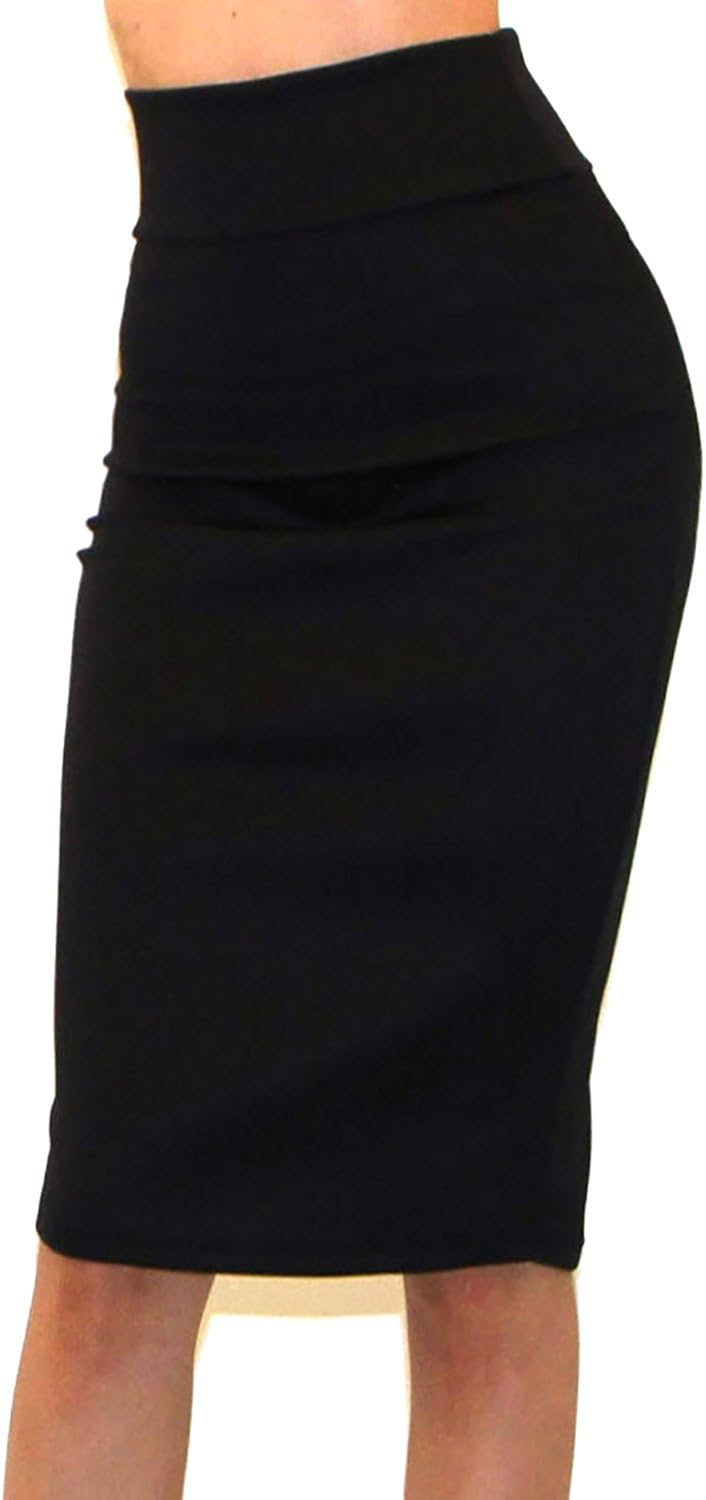 Vivicastle Women's USA High Waist Band Bodycon Career Office Midi Pencil Skirt: Clothing