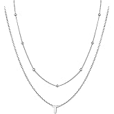 PROSILVER S925 Sterling Silver Necklace for Women Layered Initial Pendant Necklaces Women's Dainty Silver Chain Trendy Charm Necklace Letter A-Z