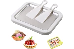 At-Home Rolled Ice Cream Maker Kit, Instant Freeze Plate with 2 Scrapers, DIY Homemade Ice Cream tray, Yogurt, Gelato, Sorbet