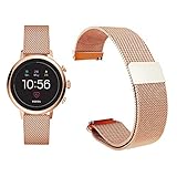 Diruite for Fossil Q Venture HR Band, 18mm Milanese Magnetic Stainless Steel Replacement Strap Band for Fossil Q Venture Gen 3 / Fossil Q Venture HR Gen 4 Smartwatch - Rose Gold