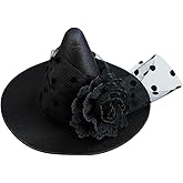 Small Witch Hat Retro Black Witch Flower Hair Clip Decorative Halloween Hair Accessories for Party (Black Flower)