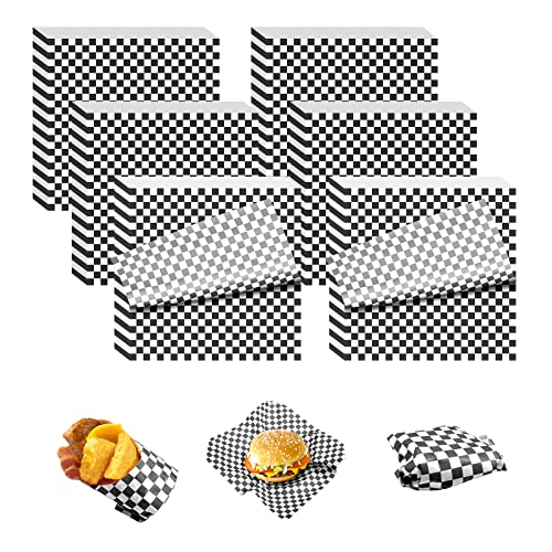 480 Sheets Black and White Checkered Dry Waxed Deli Paper Sheet