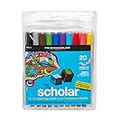 Prismacolor 1774270  Scholar Art Markers, Brush Tip, Assorted, 20-Count