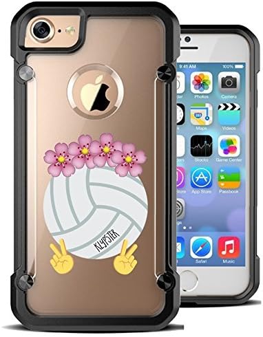 iPhone 7 Plus Case / iPhone 7 Plus (5.5) Inch Case Volleyball Floral Crown Emoji Hybrid Transparent Designer Case Cover For Teens Girls Women. Fits iPhone 7 Plus [ KlypsterMax ]
