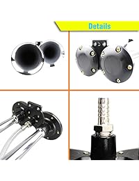 Bocina con compresor para cualquier vehículo 12V, camiones, trenes, barcos, furgonetas Gampro 12 V 150dB cromado.