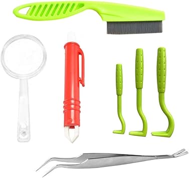 Amazon ペット ダニ取り器具 7点セット 犬 猫 ノミ取り マダニ取り ティックツイスター ピンセット ノミ取りコーム ノミ取りブラシ 虫眼鏡 ティック除去 Kingsiely お手入れ用品 通販