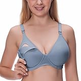 Gratlin Women's Padded Maternity Underwire Nursing Bra with Full Sling Blue 34D