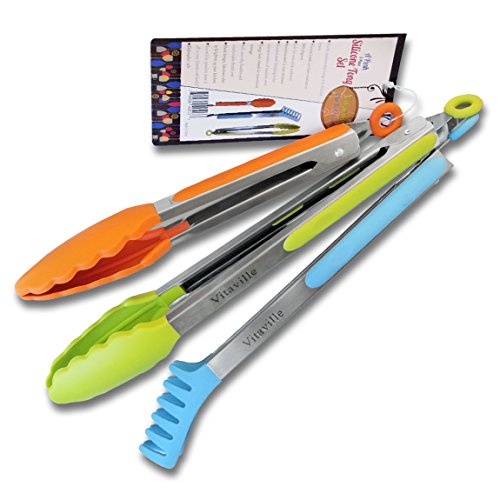 Silicone Food Tongs. A Posh 3-Piece Set of Rust-Resistant Stainless Steel Food Tongs With Silicone Heads and Side Grips. Flip, grab, toss, and more with this three-piece tong set.