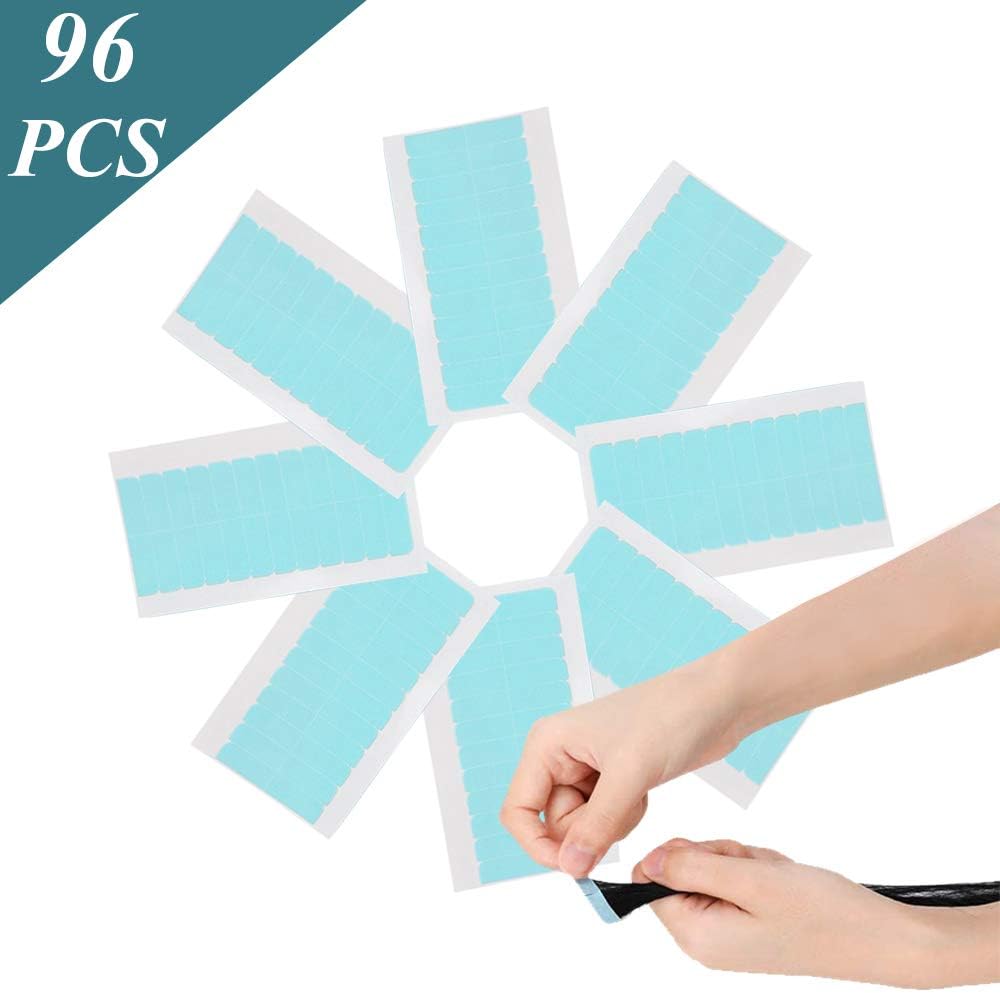 Hair Extension Tape Tabs, 96pcs Precut Double Sided Adhesive Tapes in