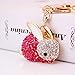 Jzcky Shzrp Cute Rabbit Shape Crystal Rhinestone Keychain Key Chain Sparkling Key Ring Charm Purse Pendant Handbag Bag Decoration Holiday Gift(Pink)