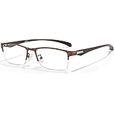 ANRRI Blue Light Glasses for Men Semi Rimless Rectangle Metal Frame UV Blocking Computer Glasses
