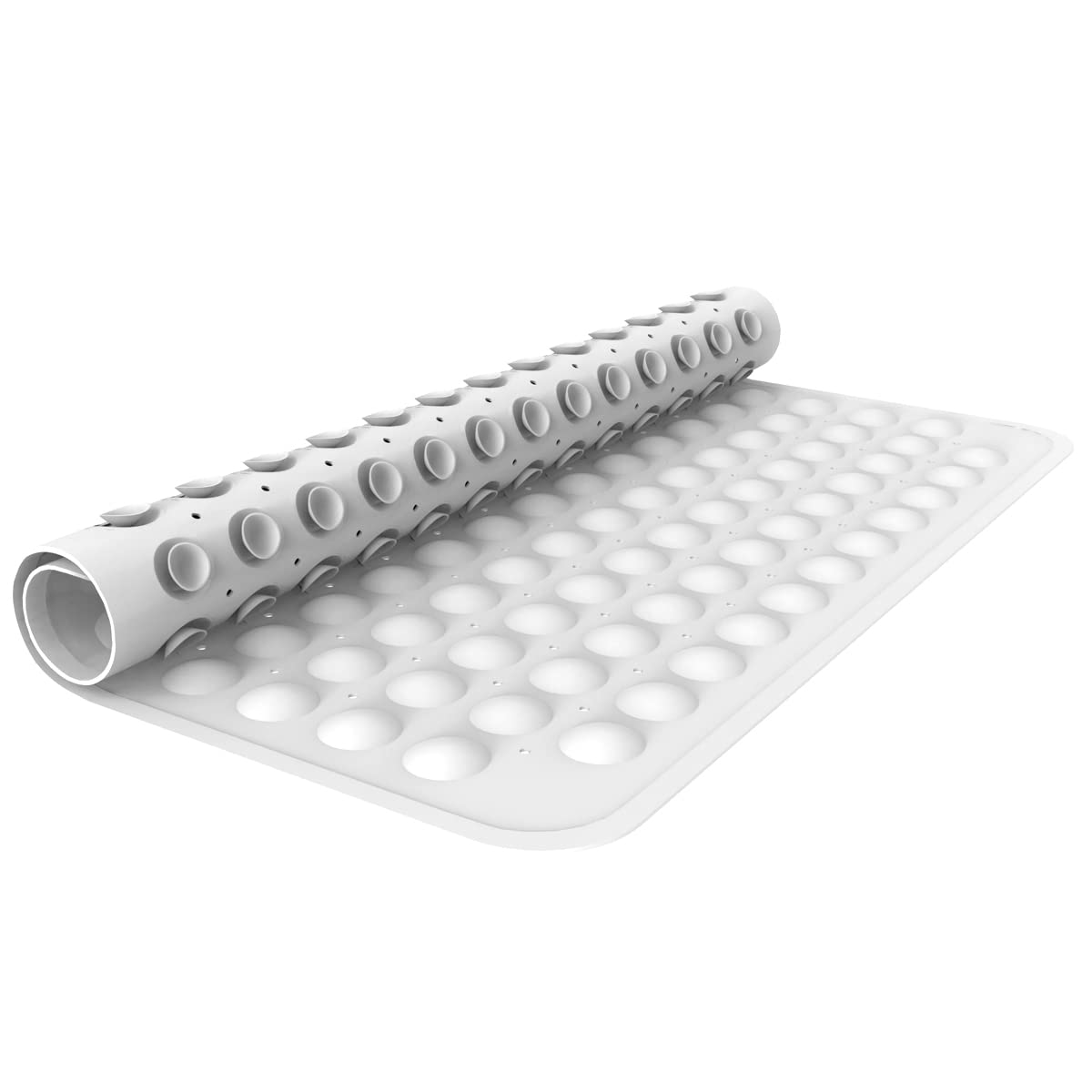 ANSIO® Shower Mats Non Slip Anti Mould Bath Mat for Bathroom PVC Shower Mat with Drain Holes & Suction Cups Machine Washable 54 x 54 cm / 21.2 x 21.2 inches - Solid White