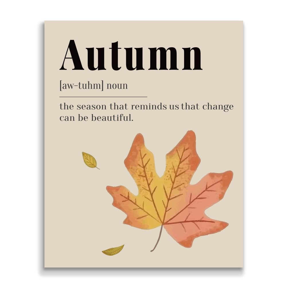 arricraft 1 Pc Autumn Maple Leaf Art Prints, The Season That Reminds Us Fall Poster Unframed Fallen Leaves Farmhouse Wall Art Decor for Home Living Room Bedroom 20.5x25.4cm