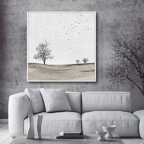 Framed Canvas Home Artwork Decoration A Lonely Tree Canvas Wall Art for Living Room, Bedroom - 16x16 inches