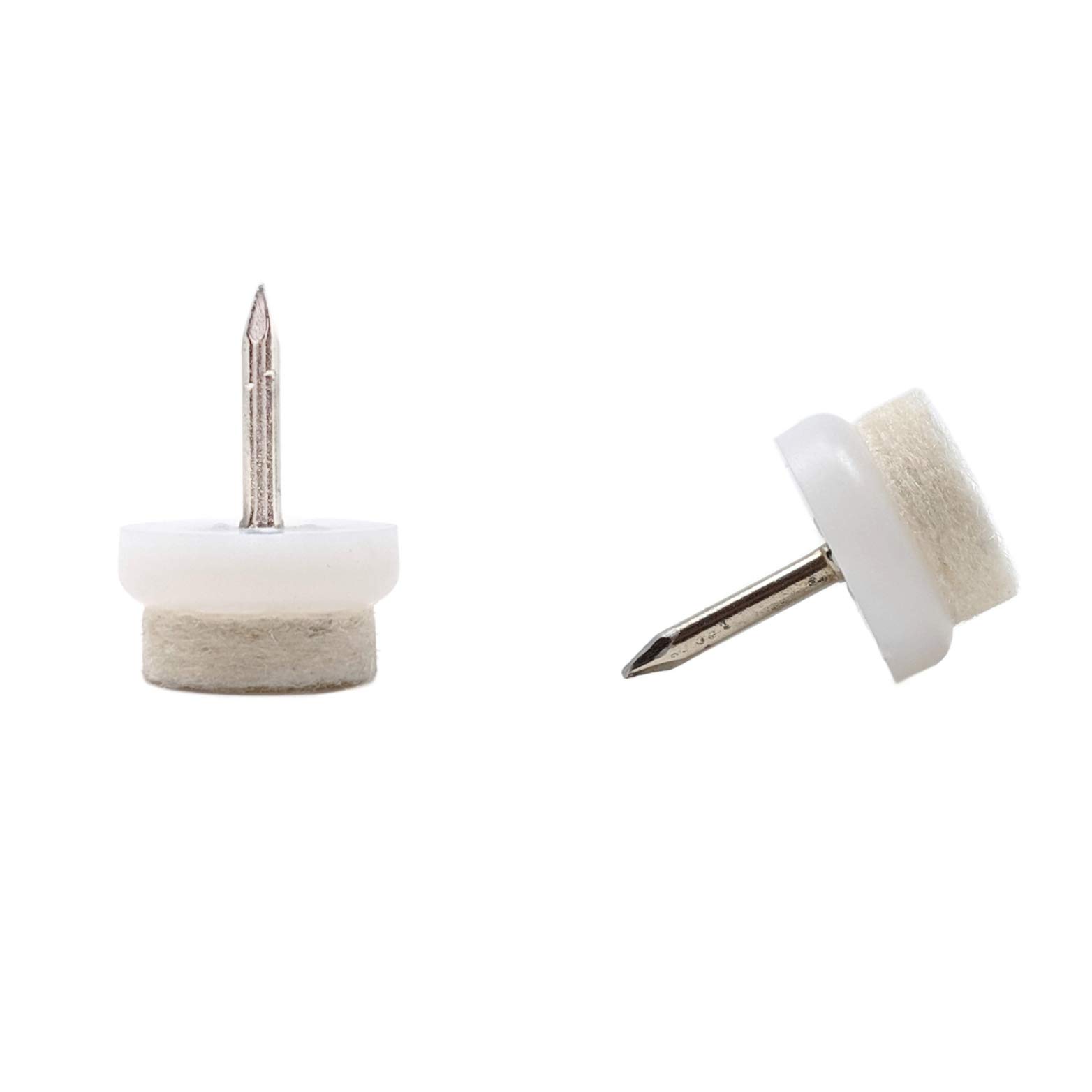 Keay Vital Parts - 17mm Felt Furniture Pads 16pcs Hard-Wearing (Made in Germany) Nail-On Chair Feet Glides (White, Free 2mm Drill Bit)